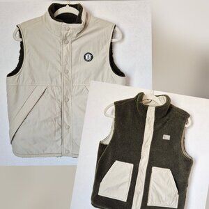 Brooklyn Nets NBA Licensed Reversible Fleece Vest Jacket Snap Beige/Green Kids